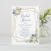 White Rose Blue Floral Vrijgezellenfeest Kaart (Staand voorkant)