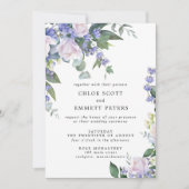 White Rose Blue Floral Wedding Kaart (Voorkant)