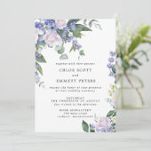 White Rose Blue Floral Wedding Kaart (Staand voorkant)