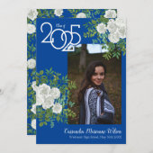 White Rose Blue Photo Afstuderen Aankondiging (Voorkant / Achterkant)