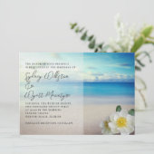 White Rose Blue Water Wedding Kaart (Staand voorkant)