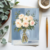 White Rose Boeket Elegante Waterverf Bloemen Briefkaart