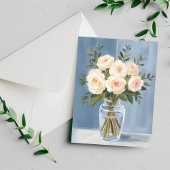 White Rose Boeket Elegante Waterverf Bloemen Briefkaart