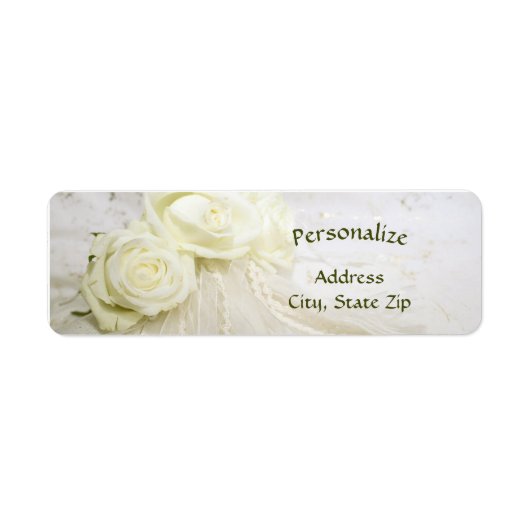 White Rose Boeket Kant Elegant Romantisch Etiket (Voorkant)