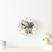 White Rose Boeket Pug Puppy Ronde Klok (Huis)