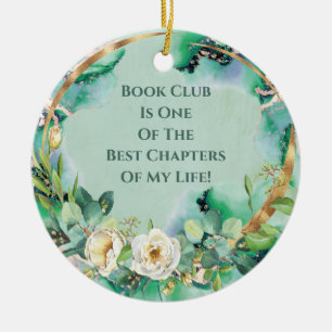 White Rose Book Club Friendship Monogram Keramisch Ornament