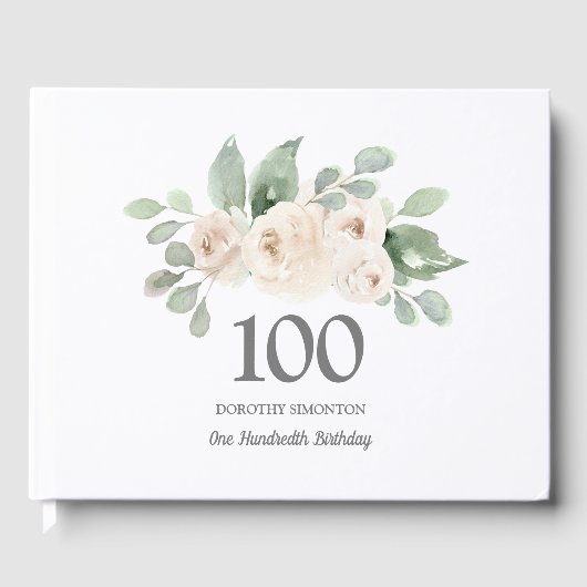 White Rose Botanical 100th Birthday Party Gastenboek (Voorkant)