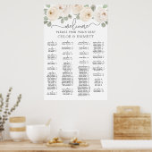 White Rose Botanical Alfabetical Seat Chart Poster (Keuken)