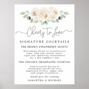 White Rose Botanical Cocktails Trouw Bar Bord Poster