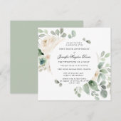 White Rose Botanical First Death Jubileum Kaart (Voorkant / Achterkant)