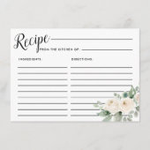 White Rose Botanical Vrijgezellenfeest Recept Kaar Informatiekaartje (Voorkant)