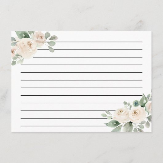 White Rose Botanical Vrijgezellenfeest Recept Kaar Informatiekaartje (Achterkant)