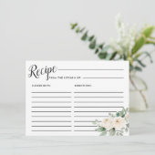 White Rose Botanical Vrijgezellenfeest Recept Kaar Informatiekaartje (Staand voorkant)