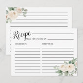 White Rose Botanical Vrijgezellenfeest Recept Kaar Informatiekaartje (Voorkant / Achterkant)
