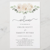 White Rose Botanical Wedding Ceremony Programme (Voorkant)