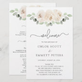 White Rose Botanical Wedding Ceremony Programme (Voorkant / Achterkant)