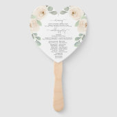 White Rose Botanical Wedding Programme Handwaaier (Achterkant)