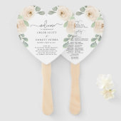 White Rose Botanical Wedding Programme Handwaaier (Voorkant en achterkant)