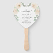 White Rose Botanical Wedding Programme Handwaaier (Voorkant)
