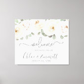 White Rose Botanical Wedding Welcome Sign Canvas Afdruk (Voorkant)