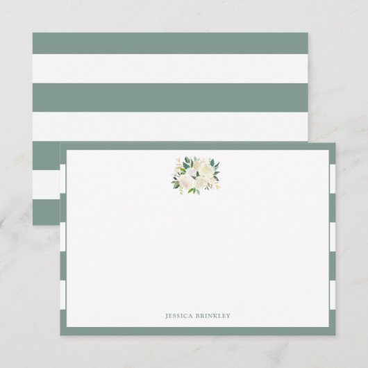 White Rose Bouquet | Aangepast Briefpapier Notitiekaartje (Voorkant / Achterkant)