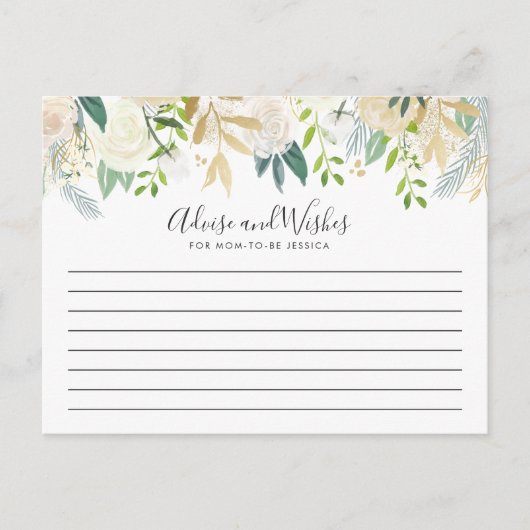 White Rose Bouquet | Advies van de Baby shower Briefkaart (Voorkant)