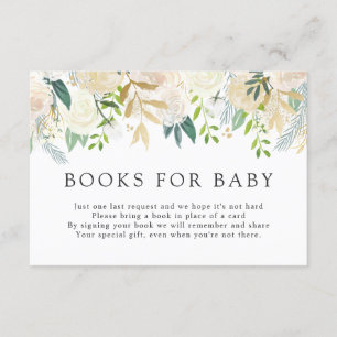 White Rose Bouquet   Baby shower   Boeken voor Bab Informatiekaartje