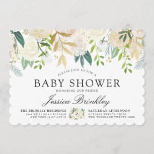 White Rose Bouquet   Baby shower Kaart