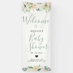White Rose Bouquet   Baby shower   Welkomstteken Spandoek