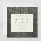 White Rose Bouquet & Barnwood Wedding Invite Kaart (Achterkant)