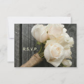 White Rose Bouquet & Barnwood Wedding R.S.V.P. RSVP Kaartje (Voorkant)