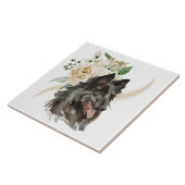 White Rose Bouquet Belgium Tervuren Dog Tegeltje (Zijkant)