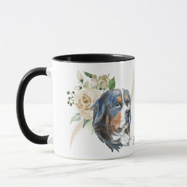 White Rose Bouquet Bernese Mountain Dog Mok