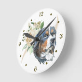 White Rose Bouquet Bernese Mountain Dog Ronde Klok (Hoek)