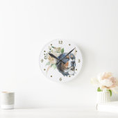 White Rose Bouquet Bernese Mountain Dog Ronde Klok (Huis)