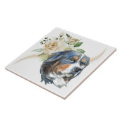 White Rose Bouquet Bernese Mountain Dog Tegeltje (Zijkant)