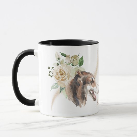 White Rose Bouquet Borzoi Dog Mok (Links)