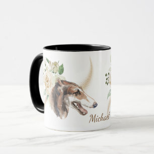 White Rose Bouquet Borzoi Dog Mok