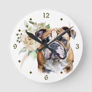 White Rose Bouquet Bulldog Ronde Klok