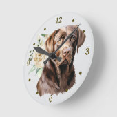 White Rose Bouquet Chocolate Labrador Retriever Ronde Klok (Hoek)