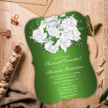 White Rose Bouquet en Metallic Green Wedding