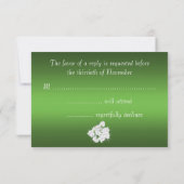 White Rose Bouquet en Metallic Green Wedding RSVP (Achterkant)
