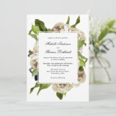 White Rose Bouquet Floral Wedding Kaart (Staand voorkant)