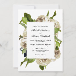 White Rose Bouquet Floral Wedding Kaart