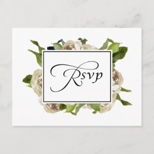 White Rose Bouquet Floral Wedding RSVP Uitnodiging Briefkaart