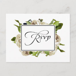 White Rose Bouquet Floral Wedding RSVP Uitnodiging Briefkaart