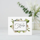 White Rose Bouquet Floral Wedding RSVP Uitnodiging Briefkaart (Staand voorkant)