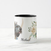 White Rose Bouquet Giant Schnauzer Dog Mok (Midden)