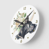 White Rose Bouquet Great Dane Dog Ronde Klok (Hoek)