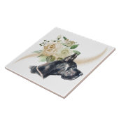 White Rose Bouquet Great Dane Dog Tegeltje (Zijkant)